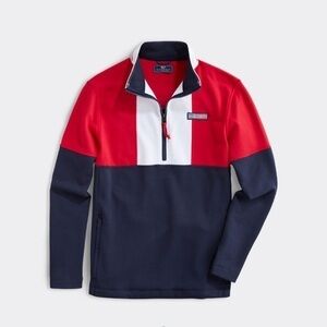 Vineyard Vines USA Colorblock Mockneck Pullover
